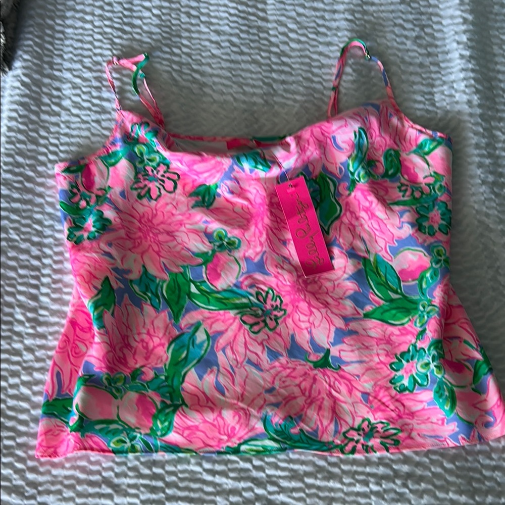 Lilly Pulitzer Floral Pink and Green Tank Top - NWT